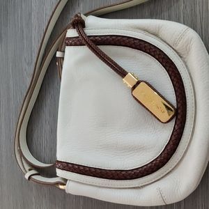 Michael Kors cream and brown leather crossbody